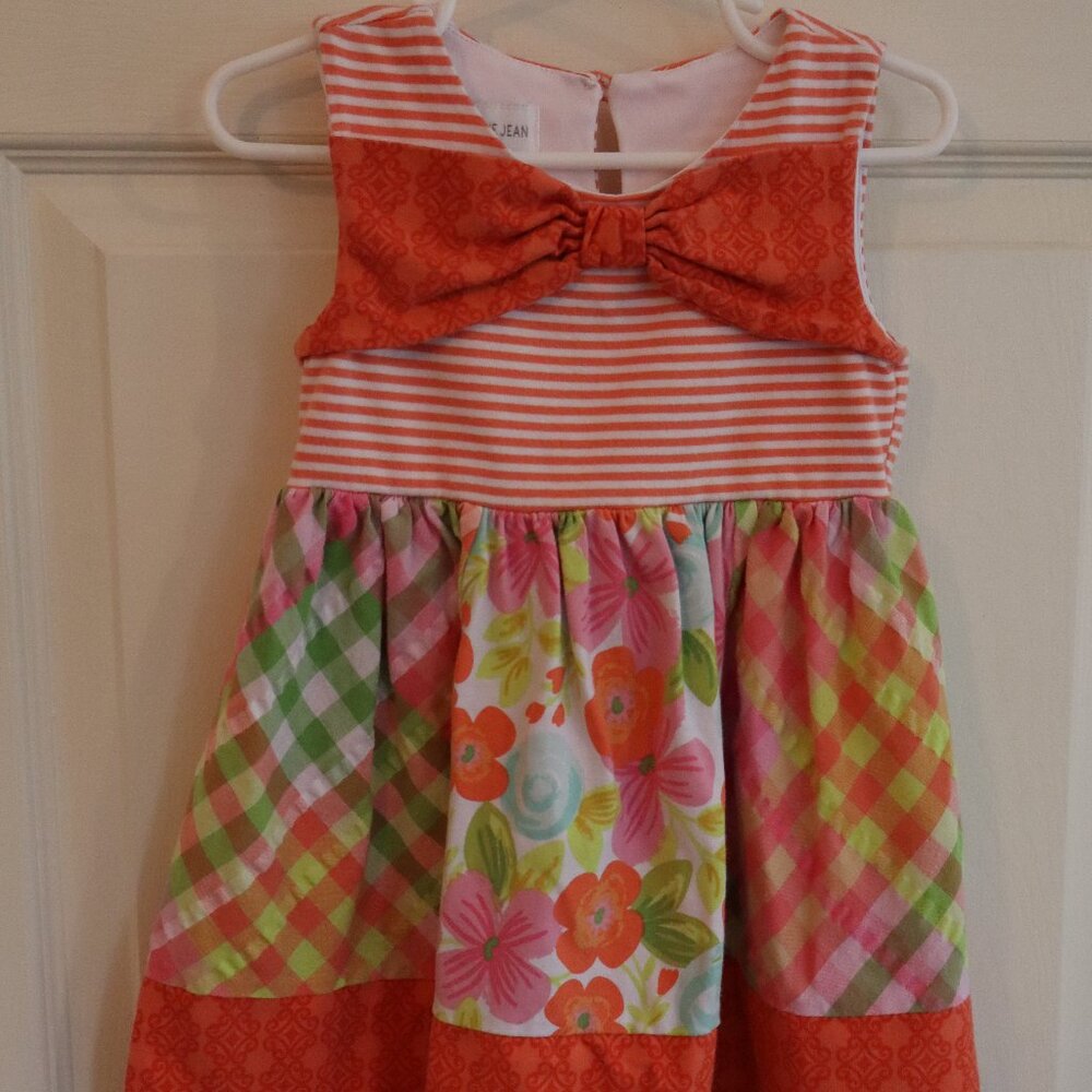 Bonnie Jean 4T Girls Dress Orange with stripes and floral patterns